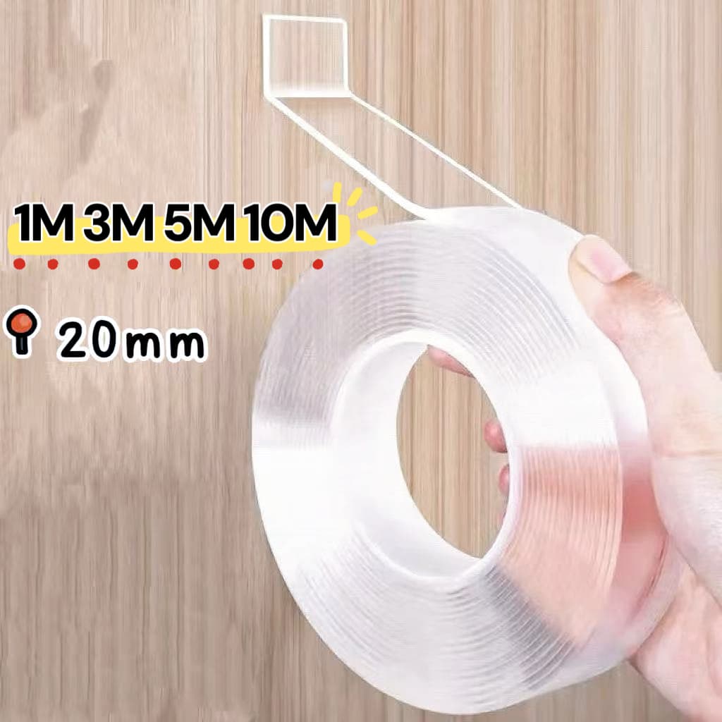 Fita Dupla Face Extra Forte Transparente NanoGel Silicone Mágica Adesiva Cola na Parede Móvel Porta