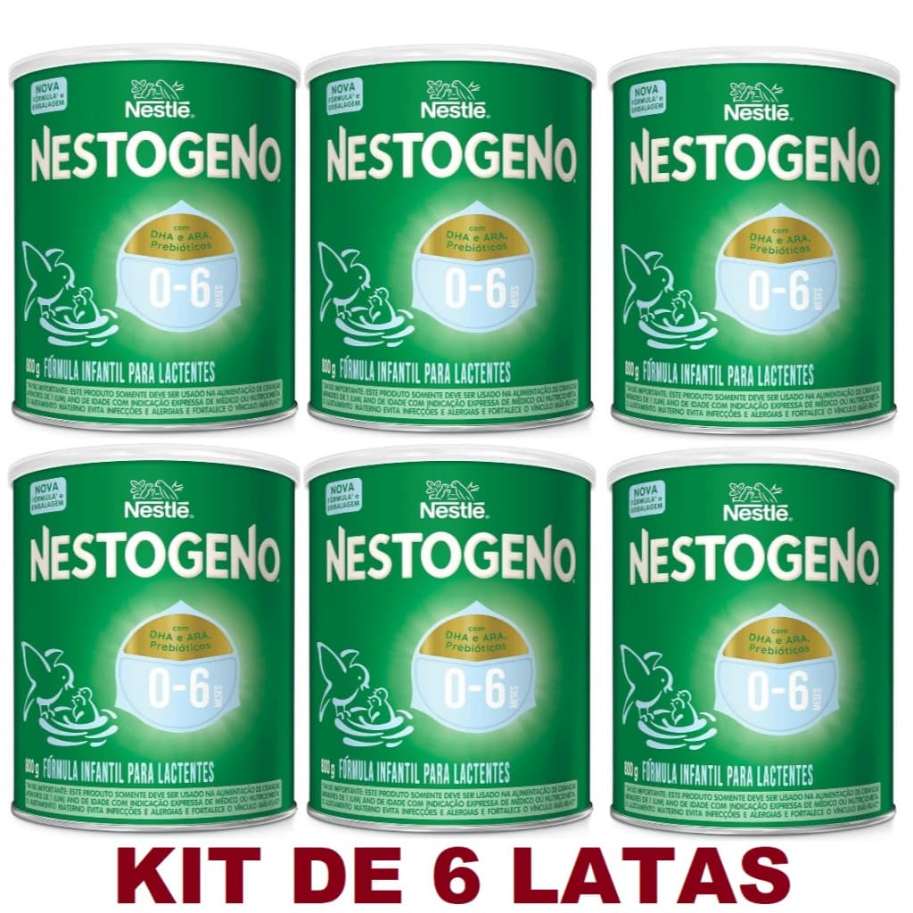 Kit 6 Latas Nestogeno 0 a 6 Meses 800g cada EQ.1
