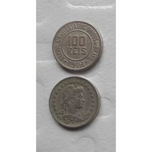 Moedas escassas de 100 réis, 1ª República/2ª Série, muito bem conservadas (MBC).