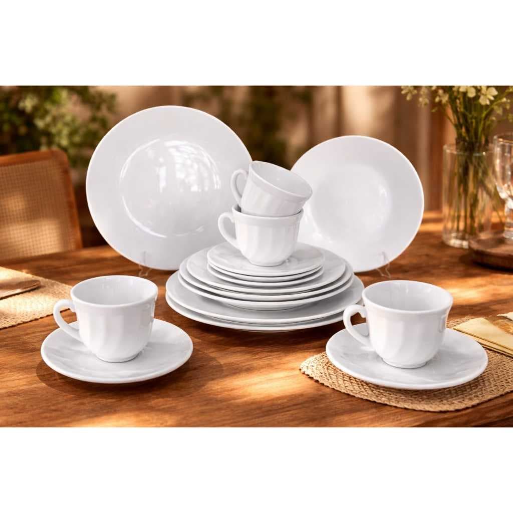 Aparelho de Jantar Opaline Todo Branco - Premium Alta Qualidade