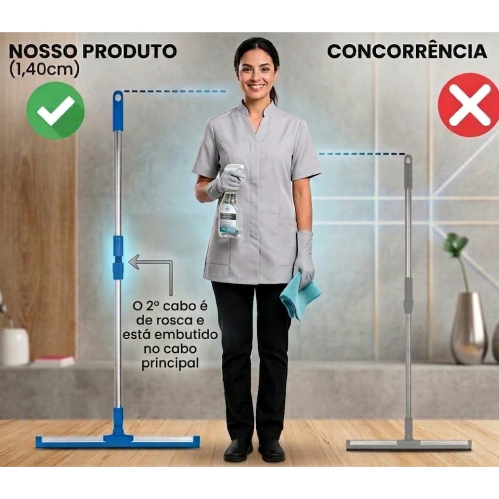 Rodo Cabo Longo 1,45cm Silicone Premium para Box e Pisos