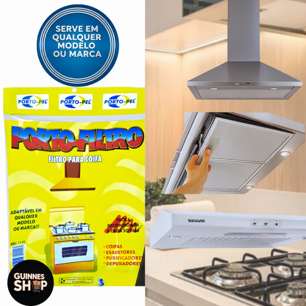 Filtros P/ Coifa Manta Depurador Exaustor Universal Preto - Suggar