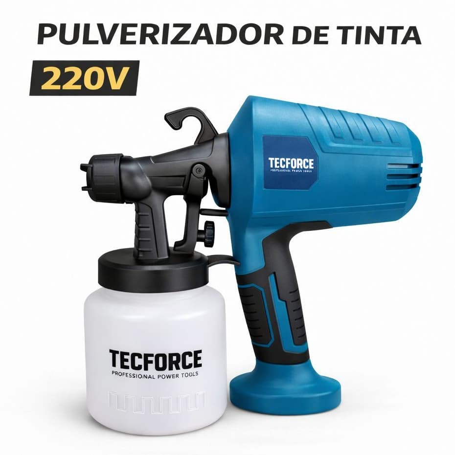 Pistola de Pintura Elétrica 220V Com fio Alta Pressão Pulverizador Tinta TecForce 800ml