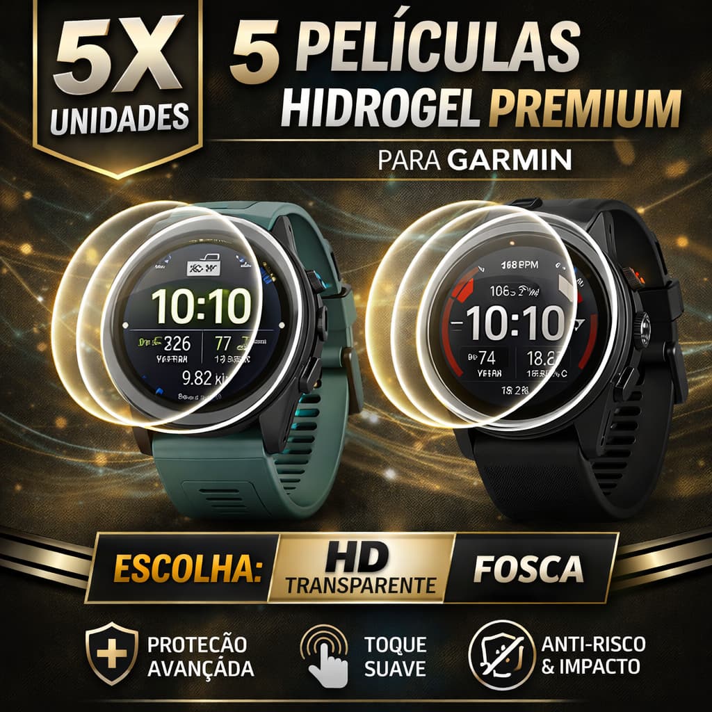 1,3 ou 5 Películas Hidrogel HD Premium Para Garmin Forerunner Venu Fenix Vivo active Approach Todos Modelos Garmin