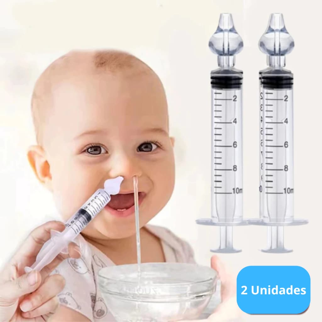 Aspirador Nasal Infantil Seringa Silicone Kit 2 Unidades Facil Limpeza Seguro