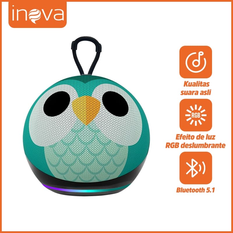 INOVA Caixa de Som Alta Qualidade Sem Fio Bluetooth Echo Dot 5 Geração 15W Alto-falante Bluetooth Coruja