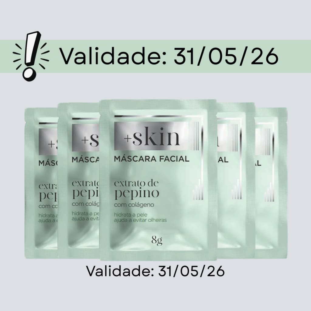 Kit Máscara Facial Extrato de Pepino Sachê 8g - MaisSkin | Val. 31/05/26