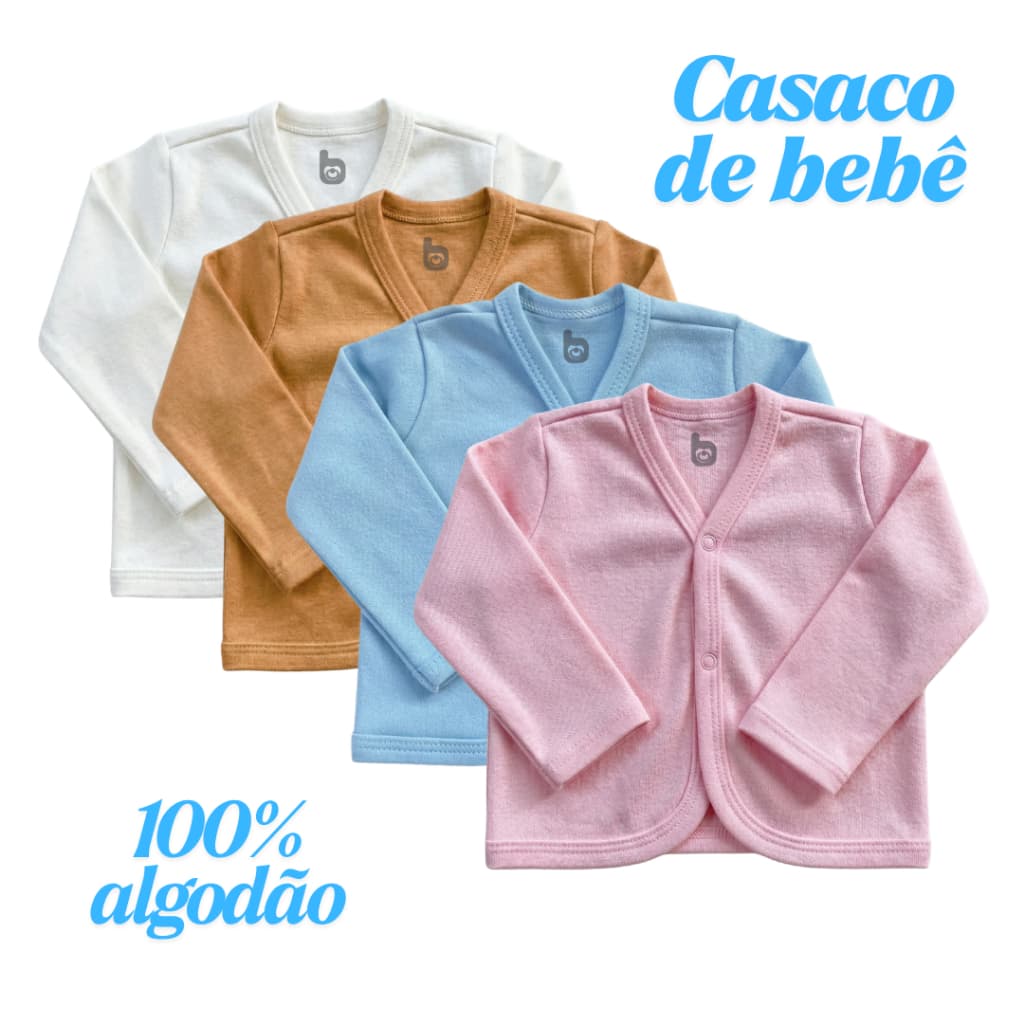 Casaquinhos Para Bebê Meia Estação em 100% Algodão | Diversas Opções de Cores.
