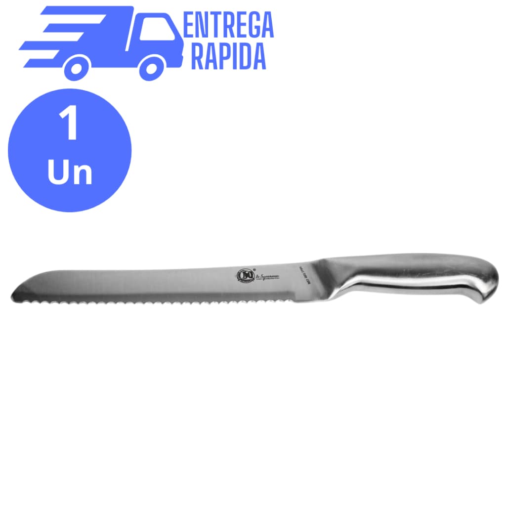 Faca Pão 8 Polegadas Profissional Aço Inox Inteiriça Serrilhada Corte Preciso Utensilio Cozinha