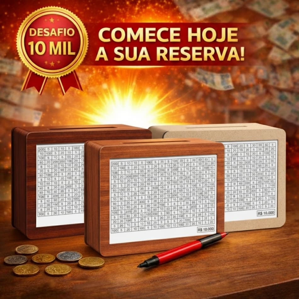 Cofre Desafio Marrom Cru 10mil/5mil/1mil Caixa Dinheiro Moedas Madeira Método Japonês