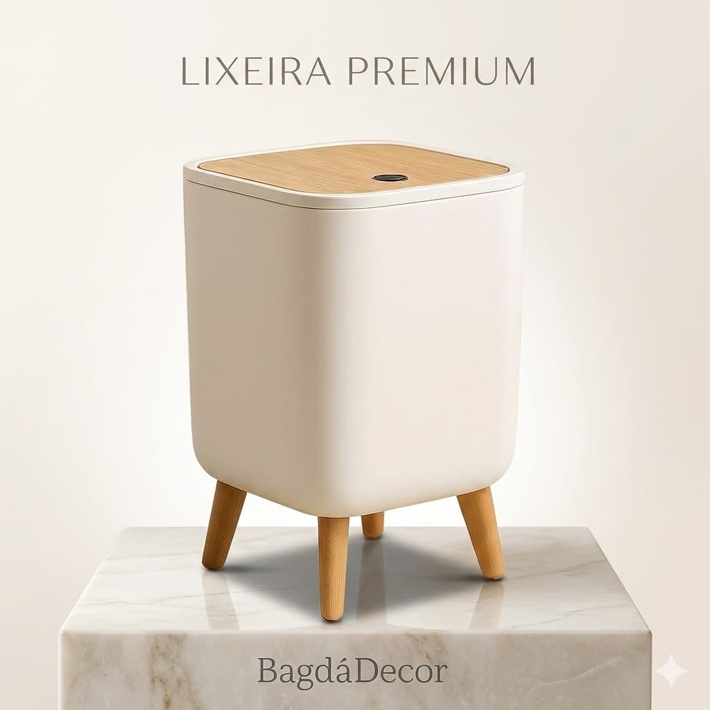 Lixeira 8 Litros Quadrada Tampa Click Compacta | Banheiro Lavabo Escritório | Design Moderno