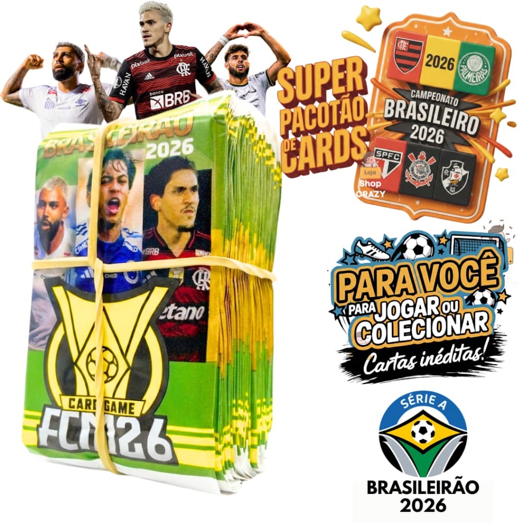 50 Pacotes Cards BRASILEIRÃO 2026 | Cards Atualizados para Bafo ou Coleção