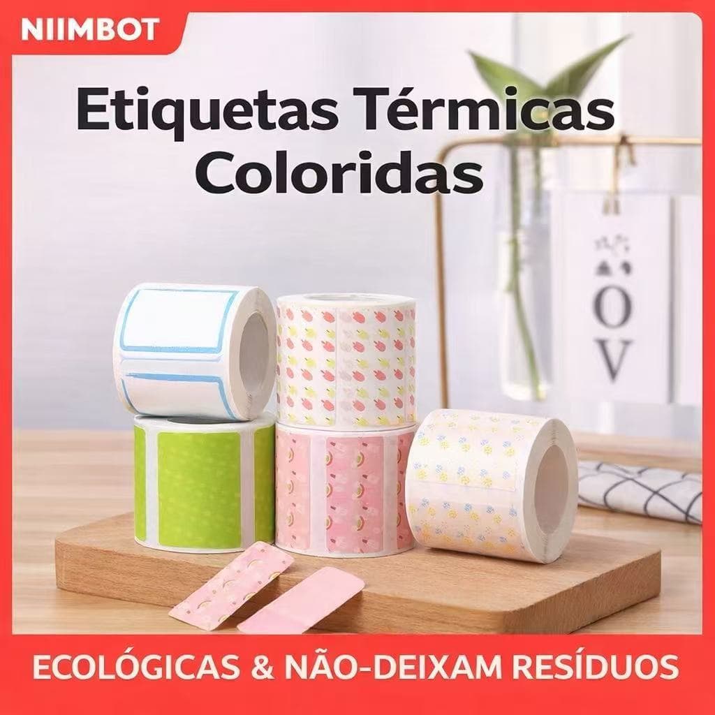 Etiquetas Adesiva a prova d'água BRANCA COLORIDA Para Impressora Témica Ta Marca NIIMBOT B1 B21 B3S