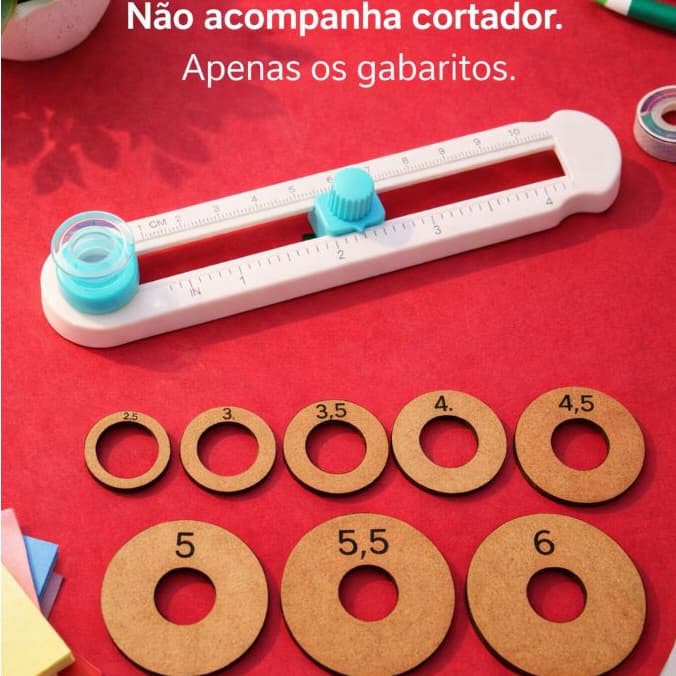 Kit Gabaritos para Cortador Circular KW-triO – 8 Moldes de Círculos em MDF para Papel, Adesivos, Etiquetas e Tags