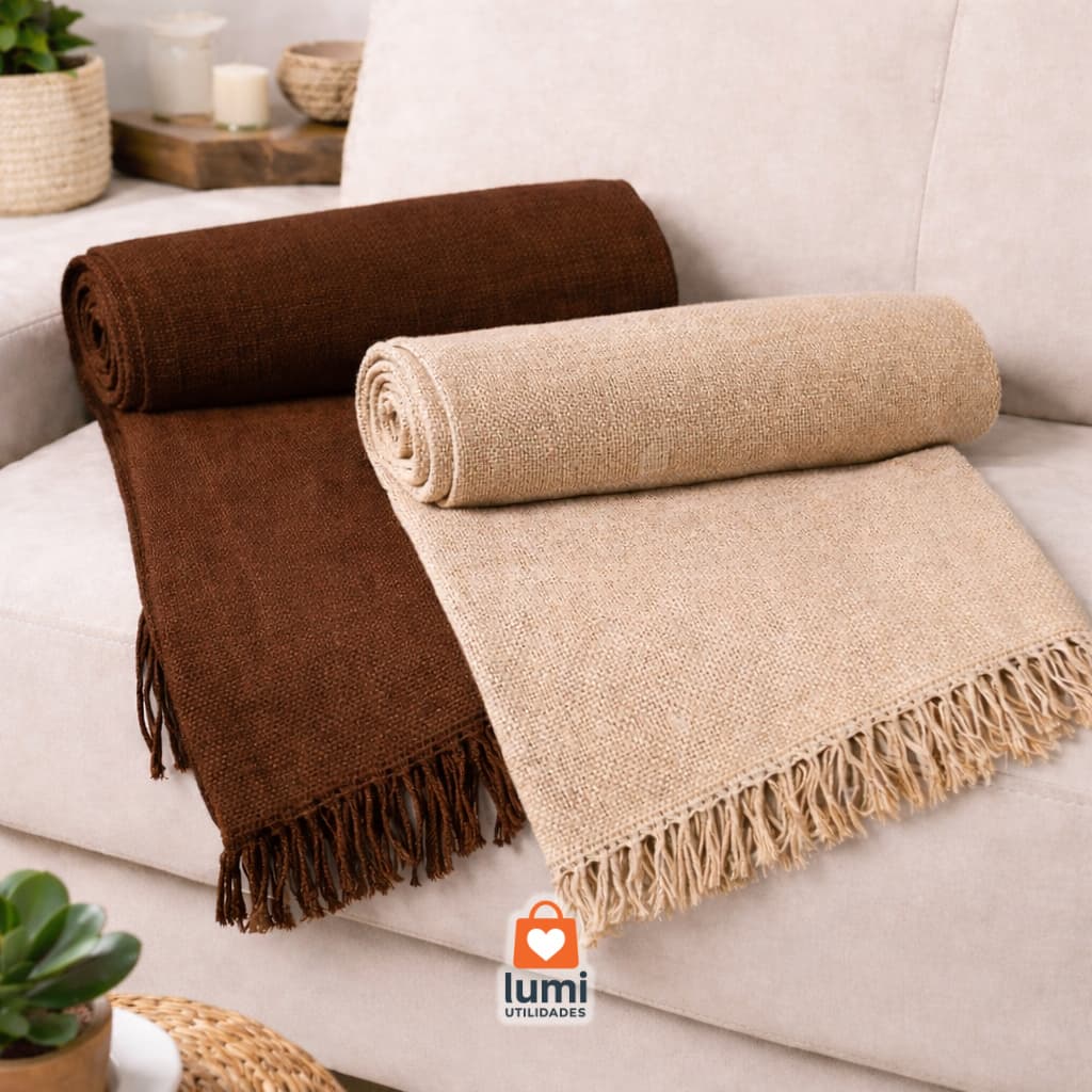 Kit 2 Mantas para Sofá 210x120 – 100% Algodão Premium | Protege, Decora e Renova sua Sala