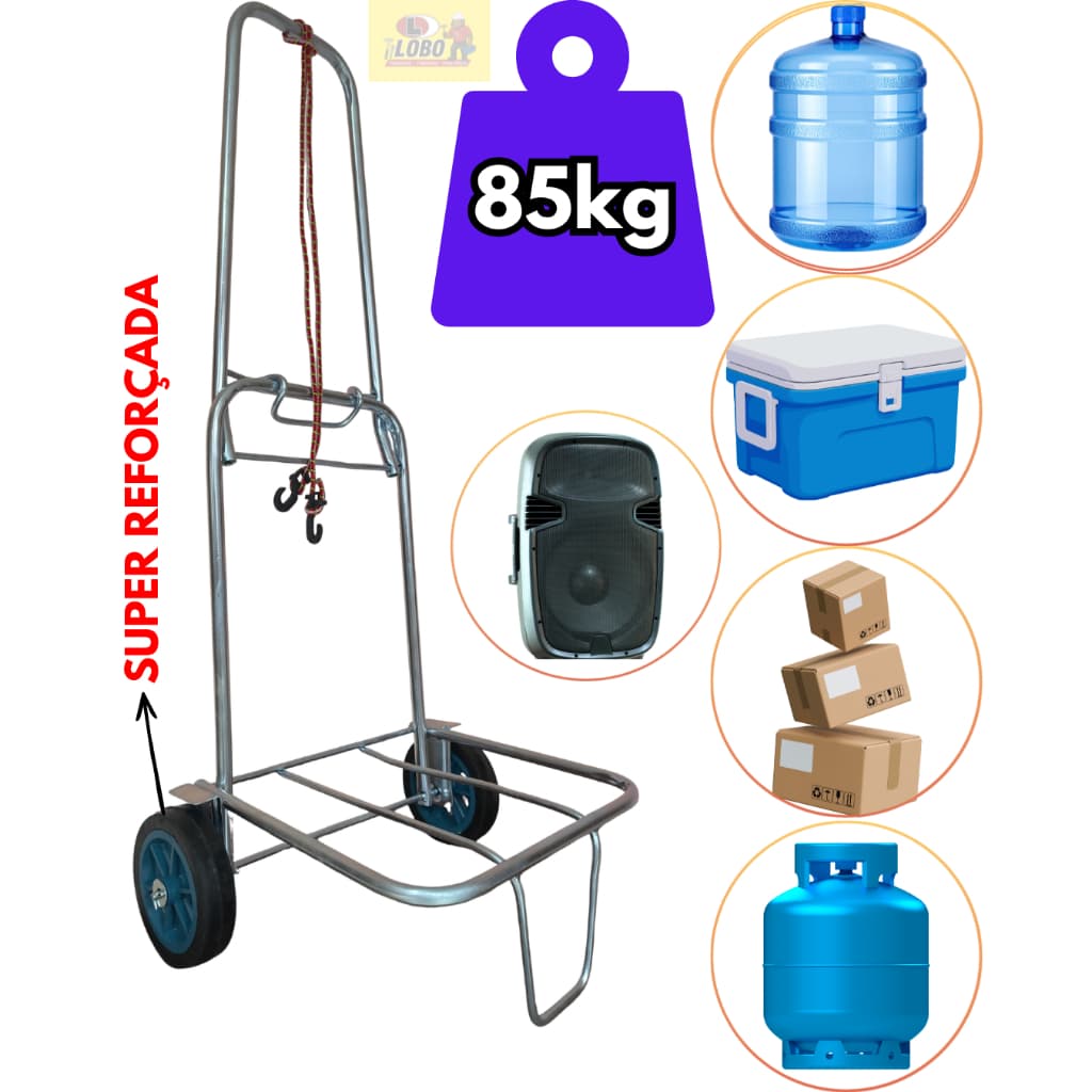 Carrinho De Mão DobráveL bagagem 85kg carga para Maleiro Caixa Térmica Cooler Praia Feira Sacoleira Compra