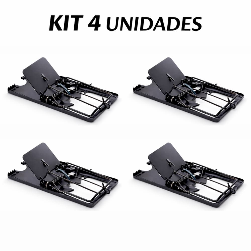 Kit 4 Ratoeira Pega Tudo Armadilha Metal Para Ratos Ratazanas Roedores Alta Eficiência