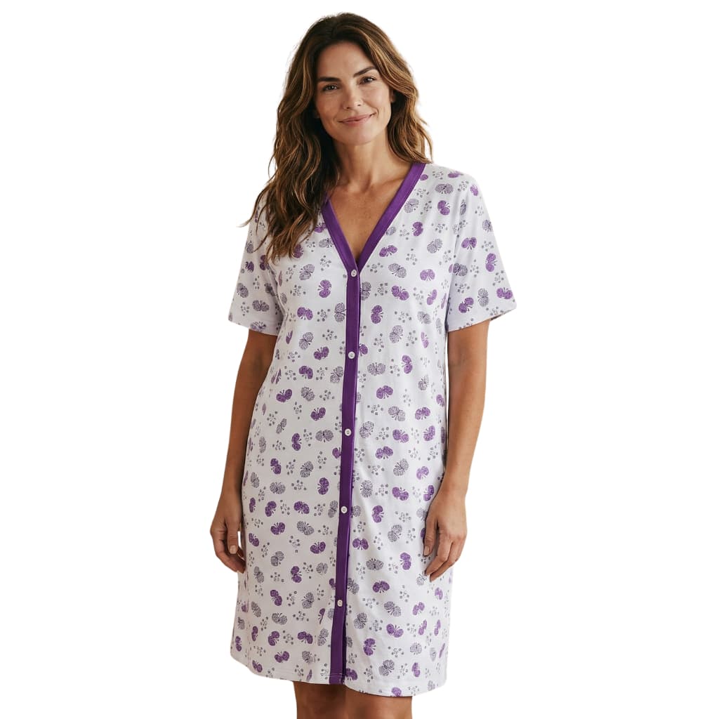 Camisola de Malha Aberta na Frente Vestido Amamentação Cirurgia Conforto