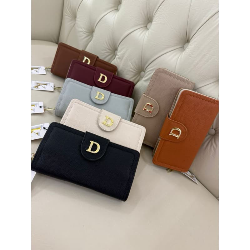 Carteira Feminina Longa Couro Sintético Porta Cartão Zíper Fecho com  Porta Cartões Dinheiro Celular D Dourado Elegante