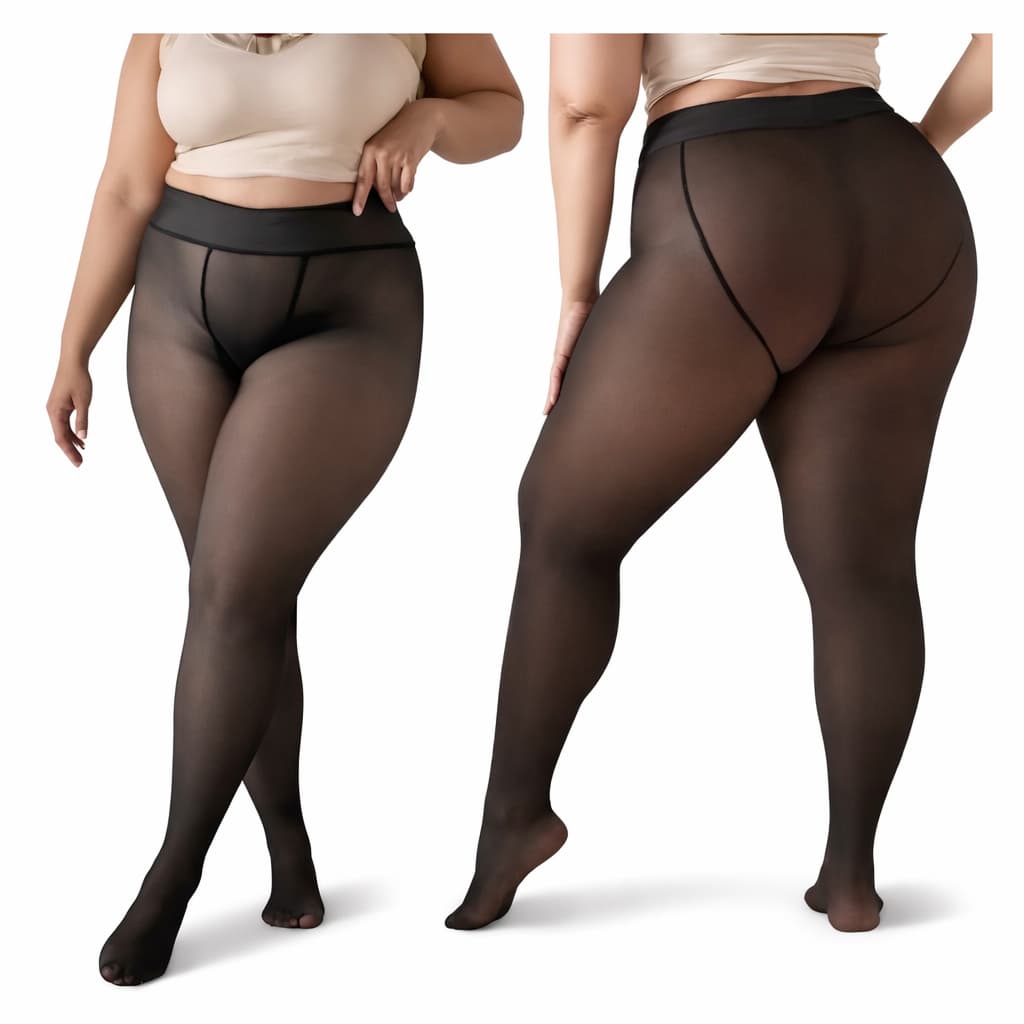 Meia Calça Térmica Feminina Plus Size Forrada Peluciada Segunda Pele Legging Thermal Translucida Inverno Intenso de Lã