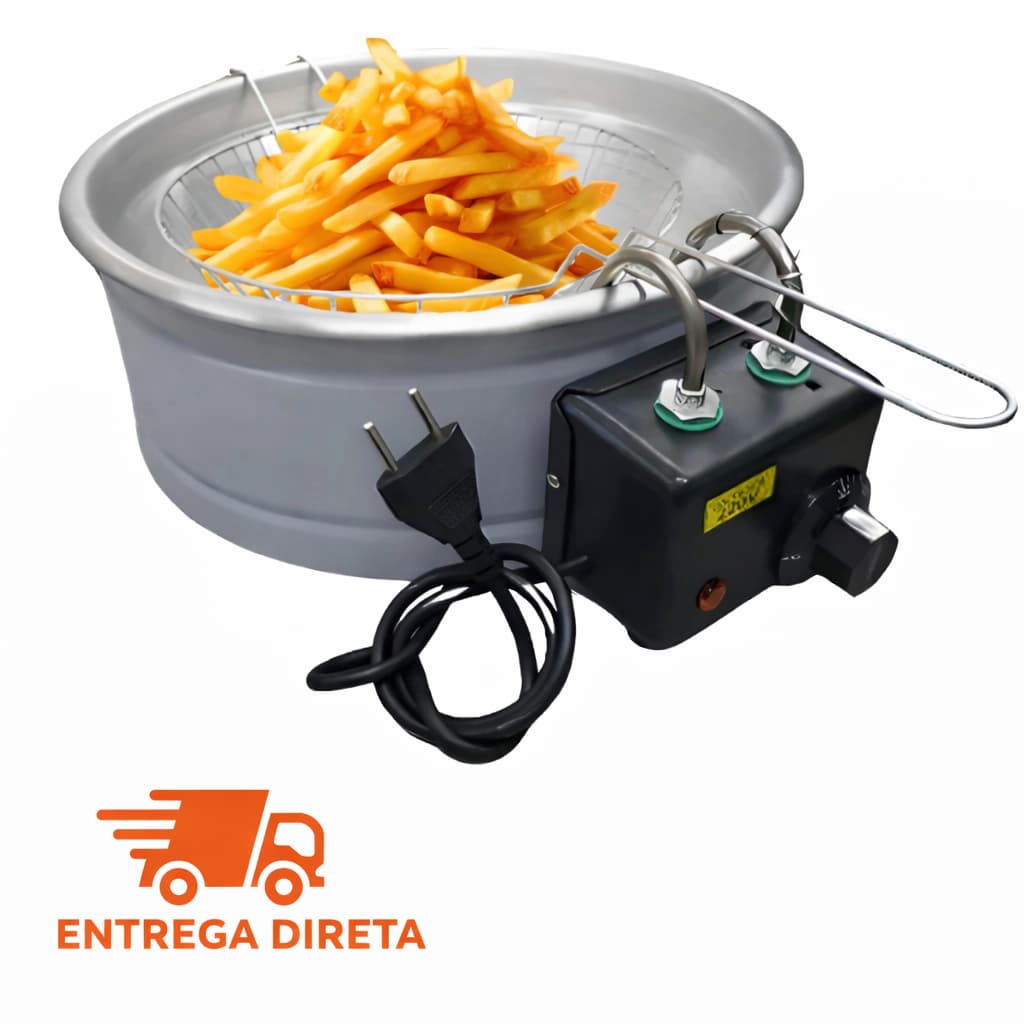 Fritadeira Elétrica Redonda Industrial Inox Tacho 5L
