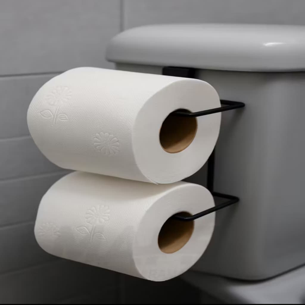 Suporte Duplo para Papel Higiênico Sem Furos na Caixa Acoplada