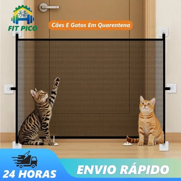 Portão Tela Segurança Bebês Pets Cercadinho Grade Retrátil Para Escadas Internas E Divisór