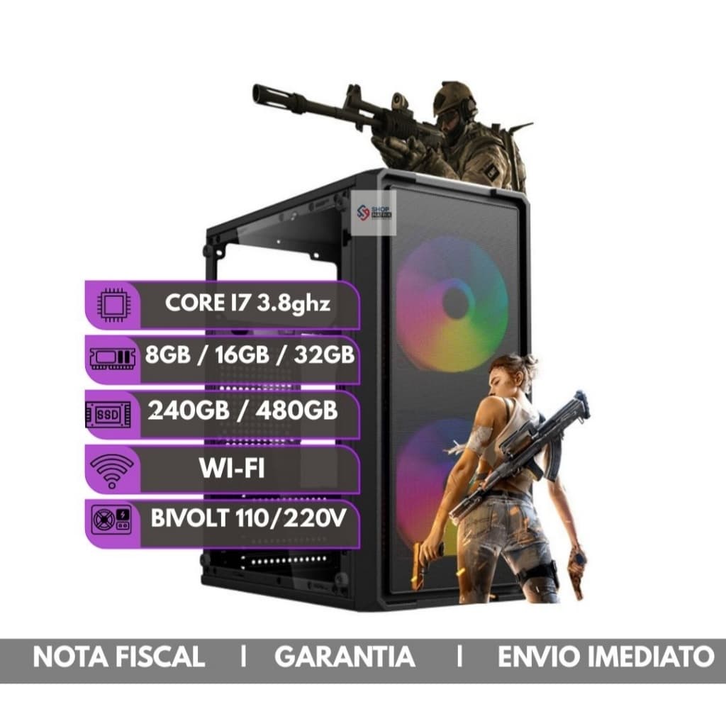 Pc cpu computador gamer Intel Core i7 3.8ghz turbo 32gb memoria Ssd 480gb