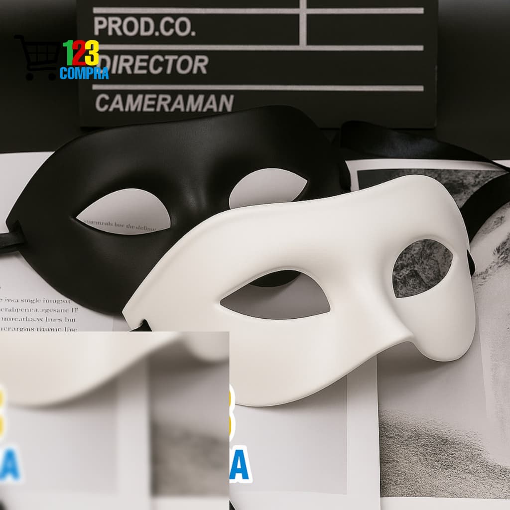 Máscaras Carnaval/Fantasia Preta/Branca/Dourada Lisa para festa .