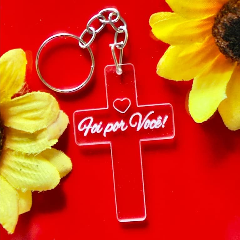 KIT CRUZ ACRILICO CRISTAL FOI POR VOCÊ, para decoração, festa, igreja, casamento lembracinhas