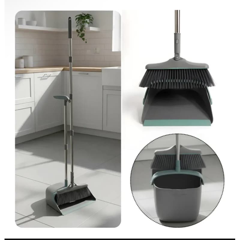KIT VASSOURA + PÁ DE LIXO INOX – PRATICIDADE E DURABILIDADE PARA SUA LIMPEZA