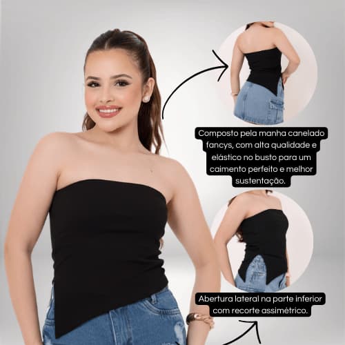 Blusa Feminina Tomara Que Caia Assimétrica Cropped Infantil Juvenil