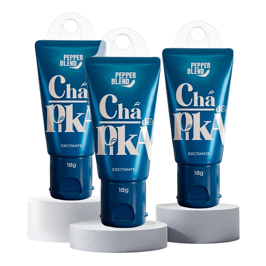 Kit Gel Lubrificante Chá de Pika 18g Prolongador, Sensação Volumão e Ice Beijável Revenda Sex Shop