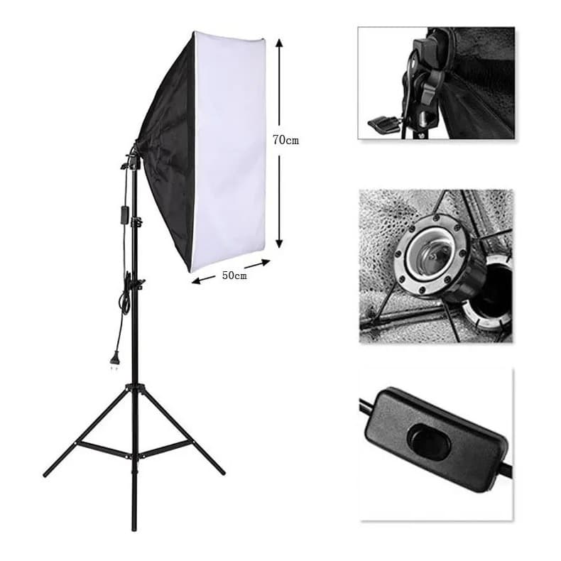Kit Softbox Iluminação Com Tripé Para Estúdio Fotográfico