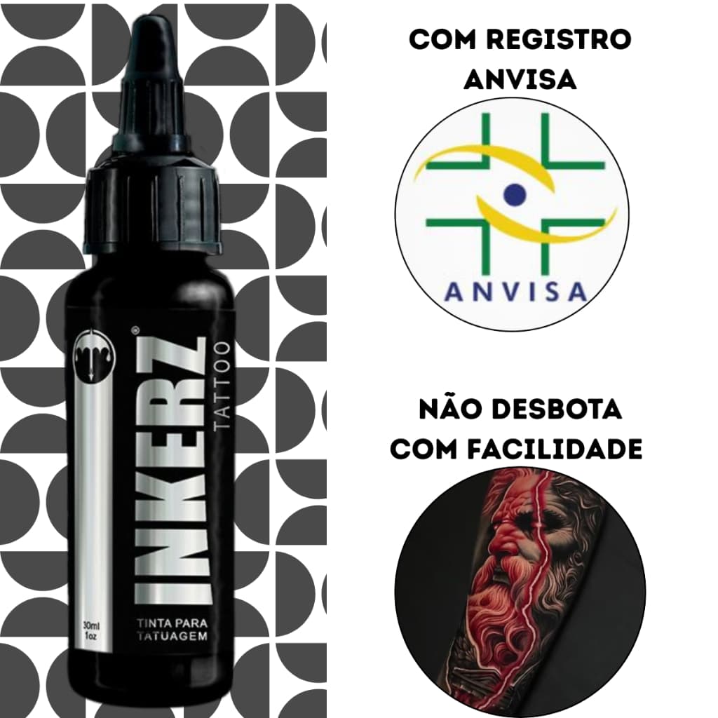 Tinta Tatuagem Tattoo Preto Linha Profissional 20ML Com registro ANVISA