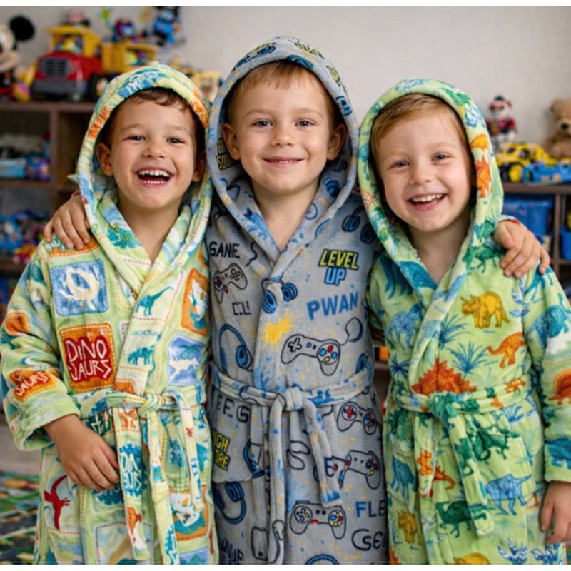 Roupão Infantil Banho Microfibra Com Capuz Manga Longa Unissex
