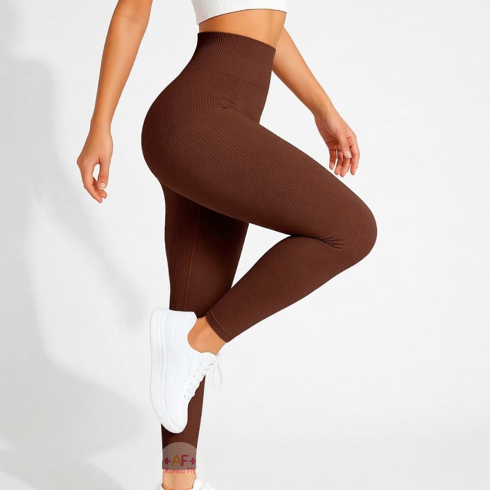 Calça Legging Canelada Premium de Cintura Alta Sem Costura Academia Feminina Elástica e Fitness