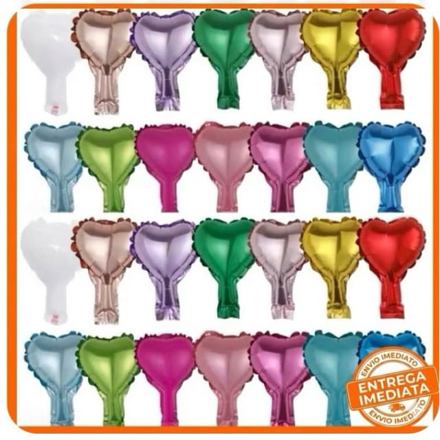 50 Balão Metalizado Mini Coração 12cm 5 polegadas festas decoração enfeite mãe dia dos namorados