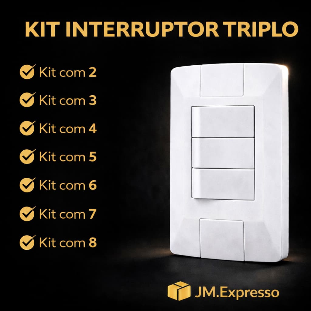 KIT INTERRUPTOR TRIPLO SIMPLES 6A PLACA BRANCO ARIA TRAMONTINA.