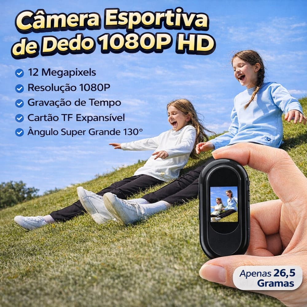 Mini Câmera de Ação 1080P HD Portátil Gravação com 1 Clique Esportiva Suporte TF 256GB USB Type-C