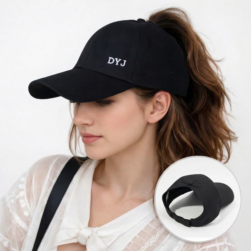 Boné De Sol Respirável Com Rabo De Cavalo Alto Para Mulheres Praia/Caminhada