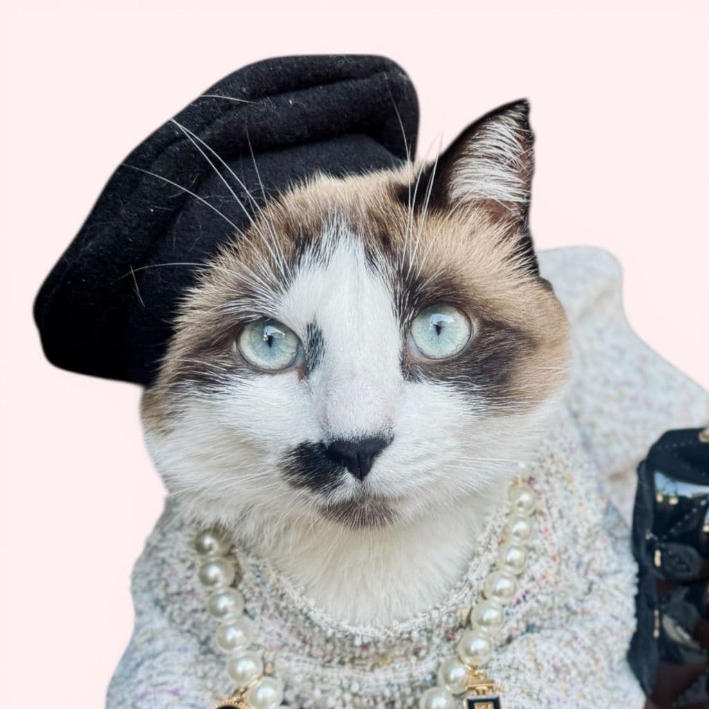 Boina pet gato cachorro estilo francesa lã com elástico regulável para fotos inverno