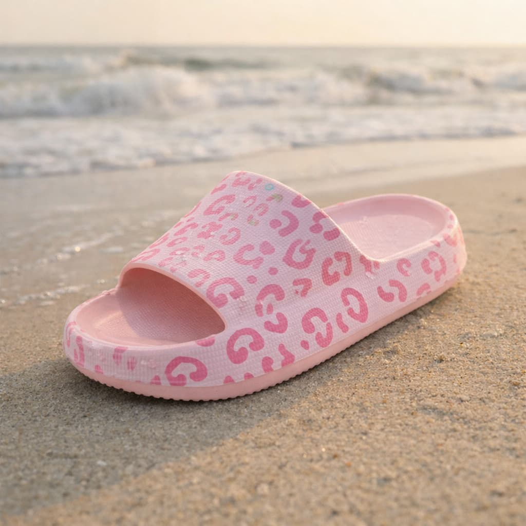 Chinelo Slide Feminino EVA Animal Print Antiderrapante Leve Confortável