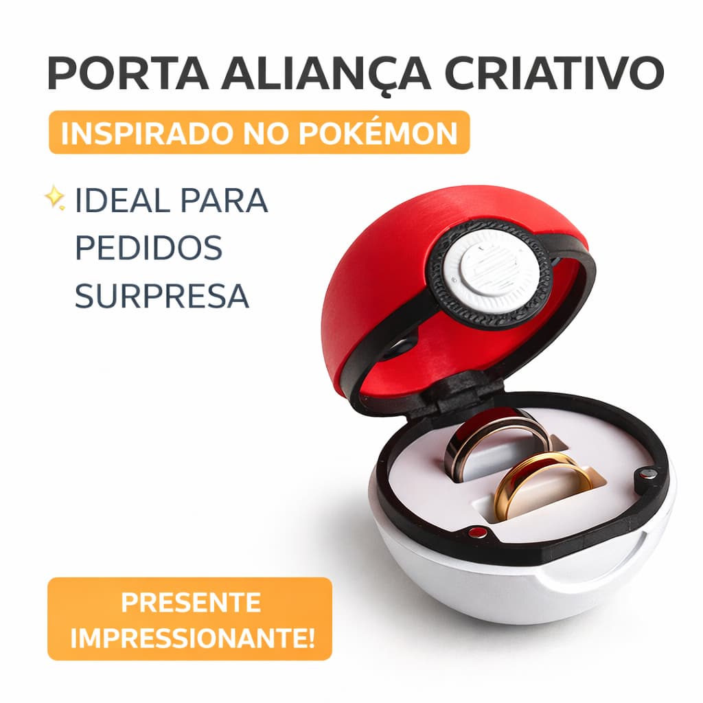 Pokebola - Porta aliança/anel - Pokemon Pokeball