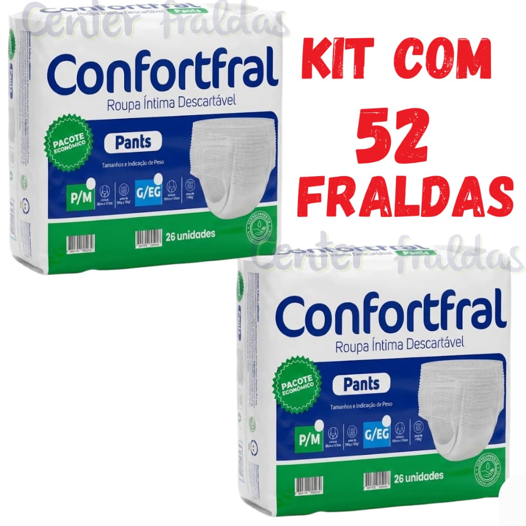 Kit 52 FRALDA CALÇA USO ADULTO P/M ou G/XG 52 unidades PANT