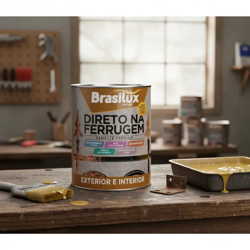 Tinta Esmalte Direto Na Ferrugem Escolha sua Cor Secagem Rápida 900ML - Brasilux  Externo e Interno