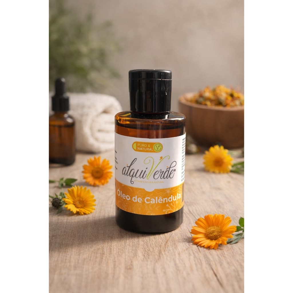 Óleo Vegetal Calêndula 60 ml - Prensado 100% Puro e Vegano - Alquiverde