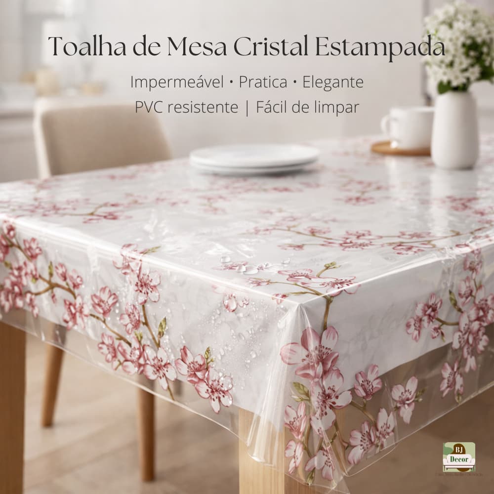 Toalha de Mesa de Plástico de 4 a 12 Lugares - Estampada Impermeável