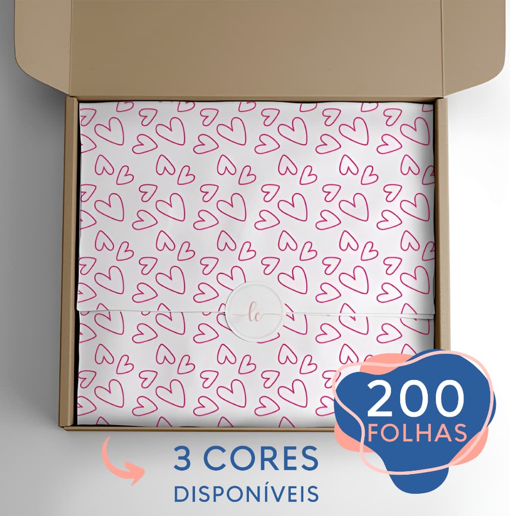 200 Folhas Papel De Seda Premium Coração 35x50cm Nas Cores Rosa, Preto ou Vermelho Para Artesanato Lojas Cosméticos