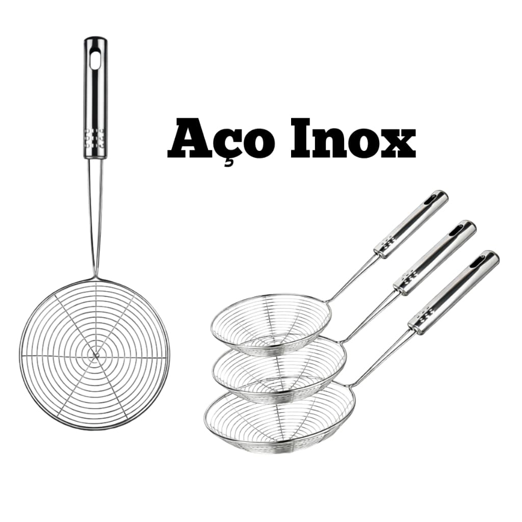 Escumadeira Fritura Inox Batata Pastel Resistente